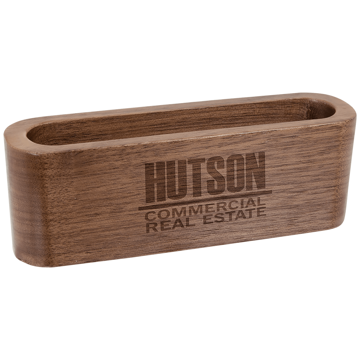 4.5" Walnut Wood Business Card Holder