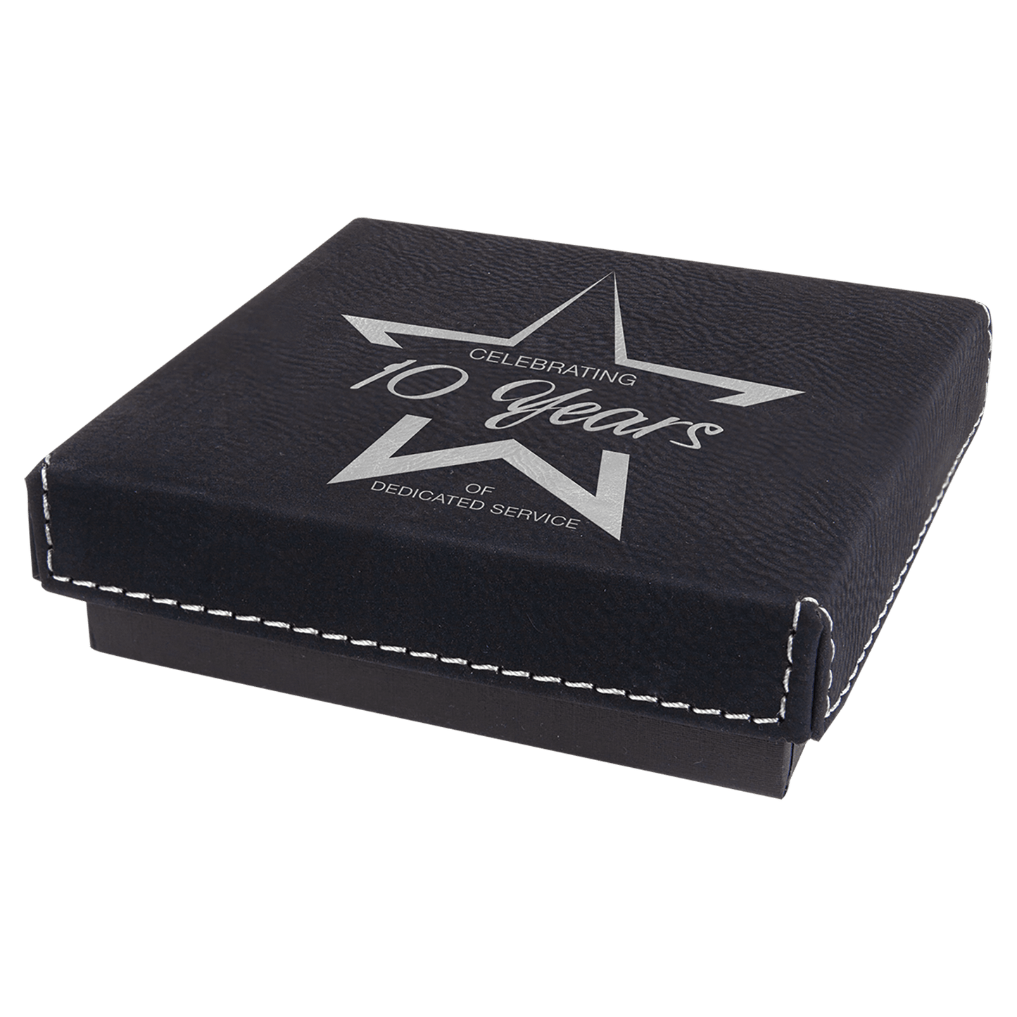 Black/Silver Medal Box with Leatherette Lid