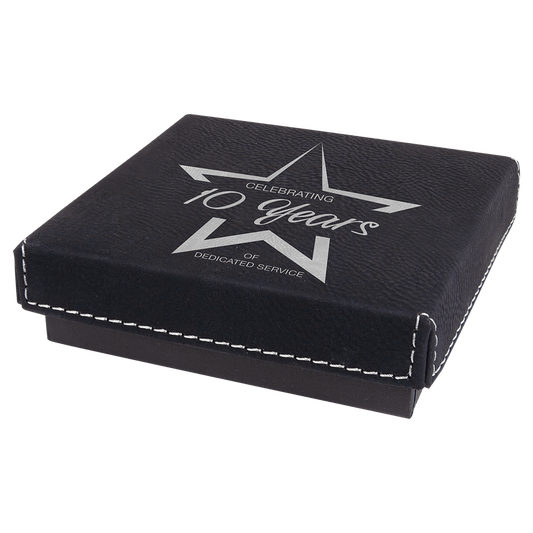 Black/Silver Medal Box with Leatherette Lid