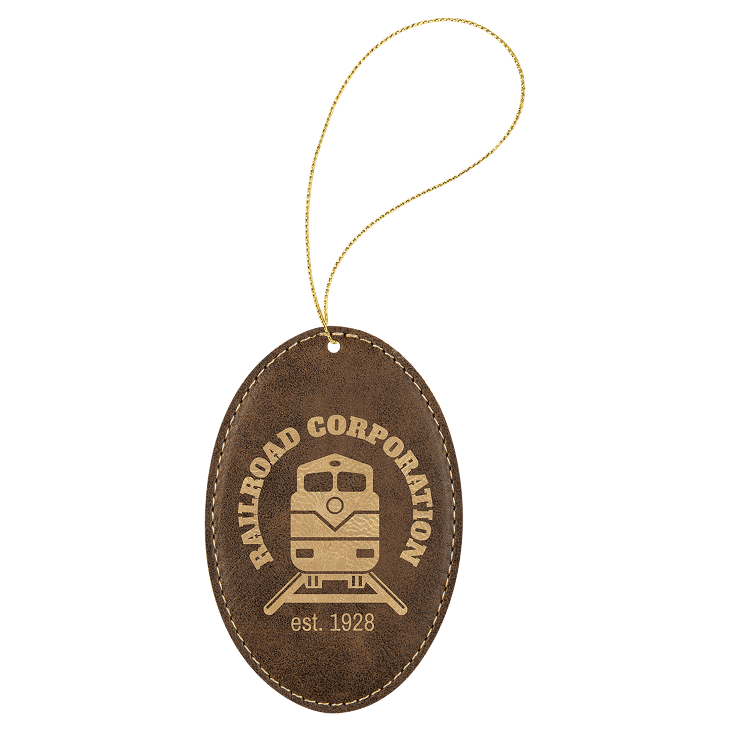 Leatherette Oval Ornament with String 3" x 4.5"