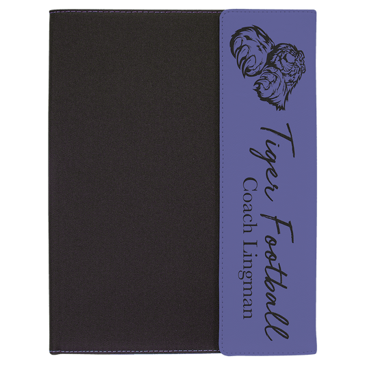 Purple Leatherette/Black Canvas Portfolio with Notepad