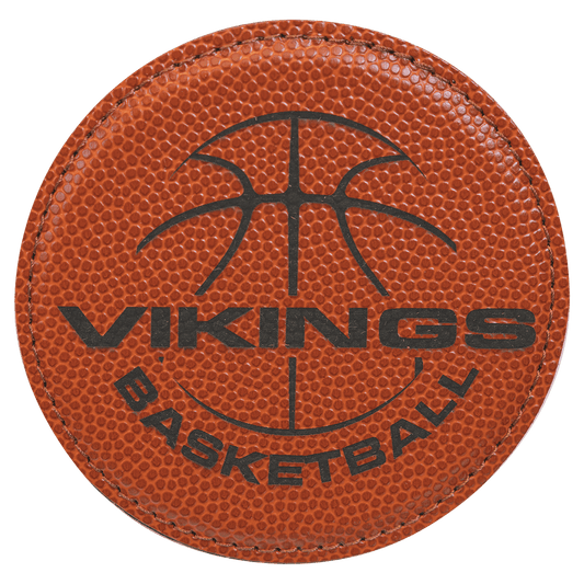 4" Round Basketball Leatherette Coaster