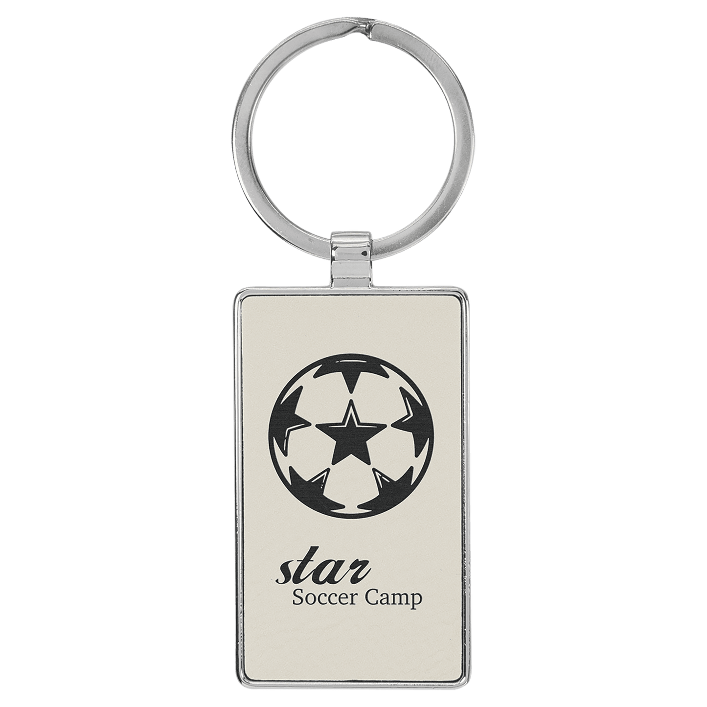 Leatherette/Metal Rectangle Keychain 3" x 1.75"