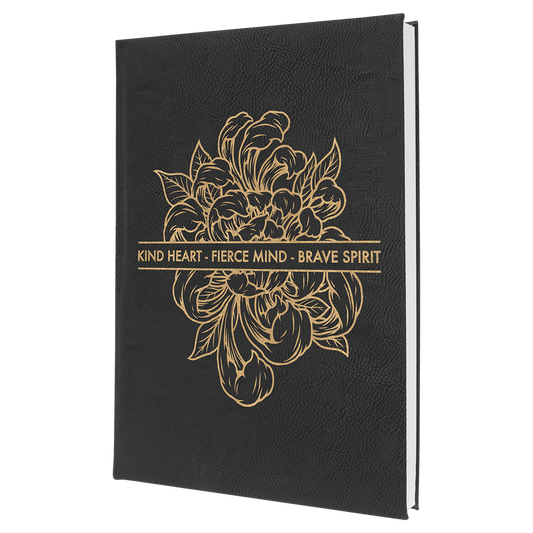 Black/Gold Leatherette Journal with Lined Notepad