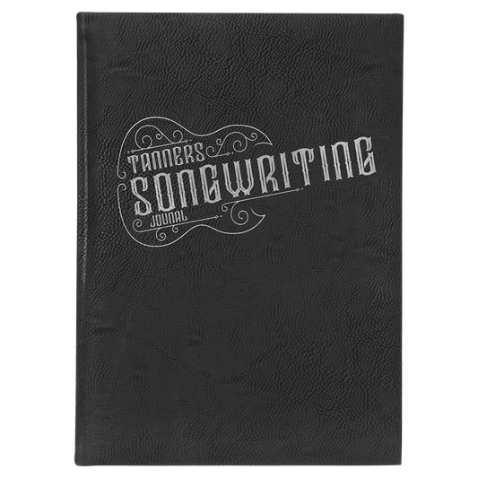 Black/Silver Leatherette Journal with Lined Notepad