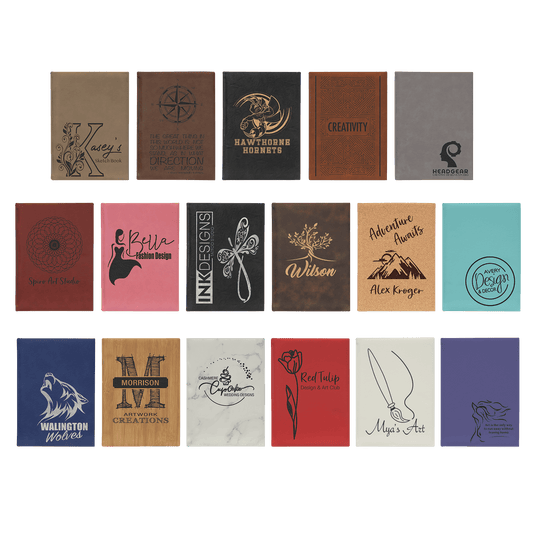 Leatherette Sketch Book with Unlined Notepad Sample Set of 17