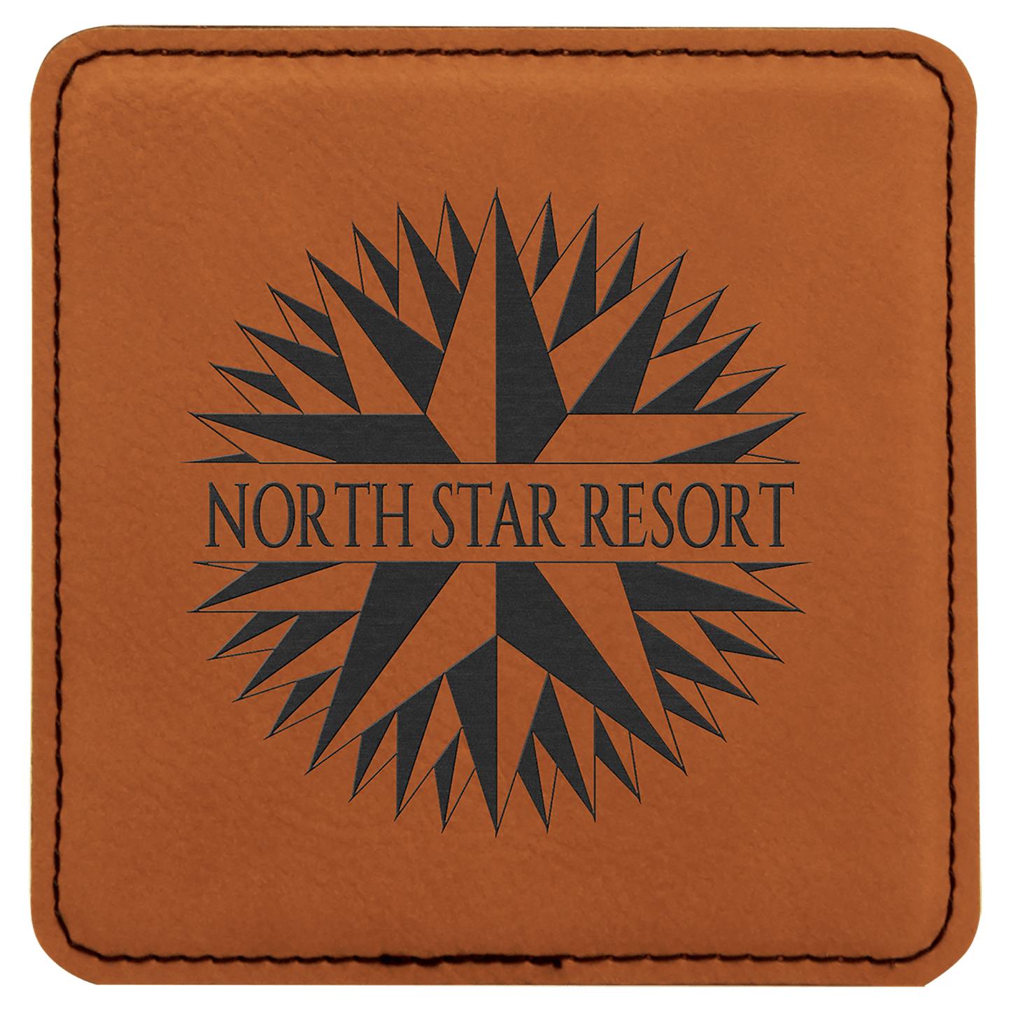 4" Square Rawhide Leatherette Coaster