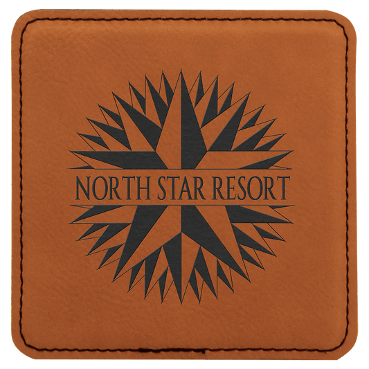 4" Square Rawhide Leatherette Coaster