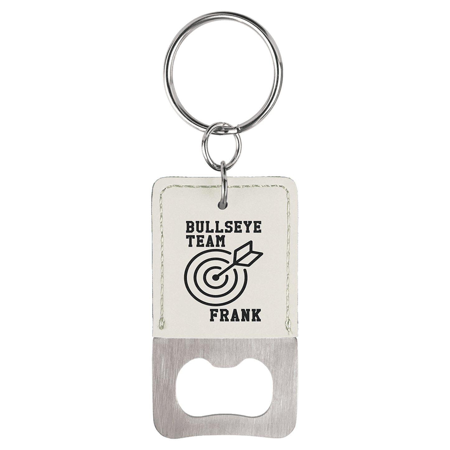 Rectangle Leatherette Bottle Opener Keychain