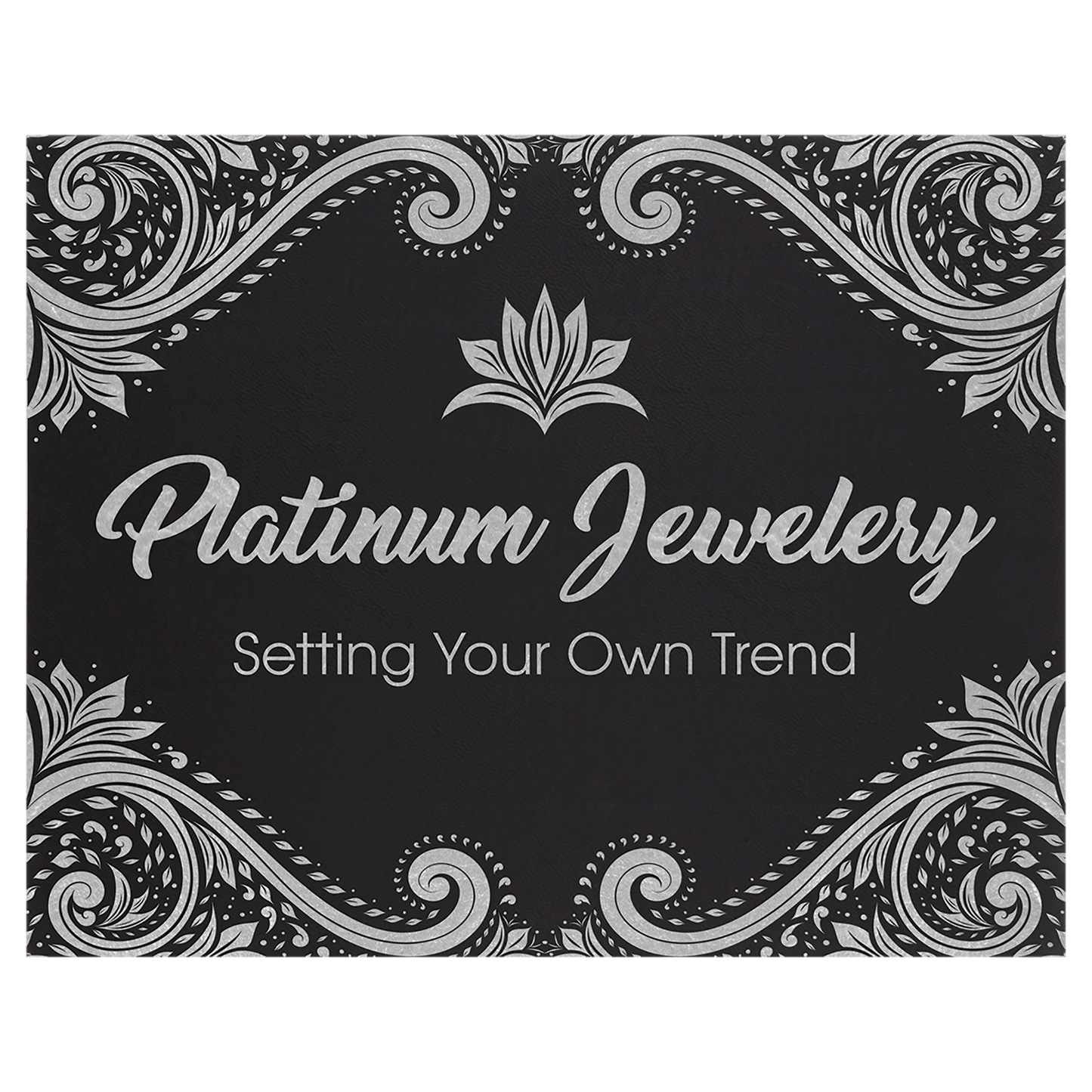 Black/Silver Leatherette Wall Decor with Sawtooth Hanger