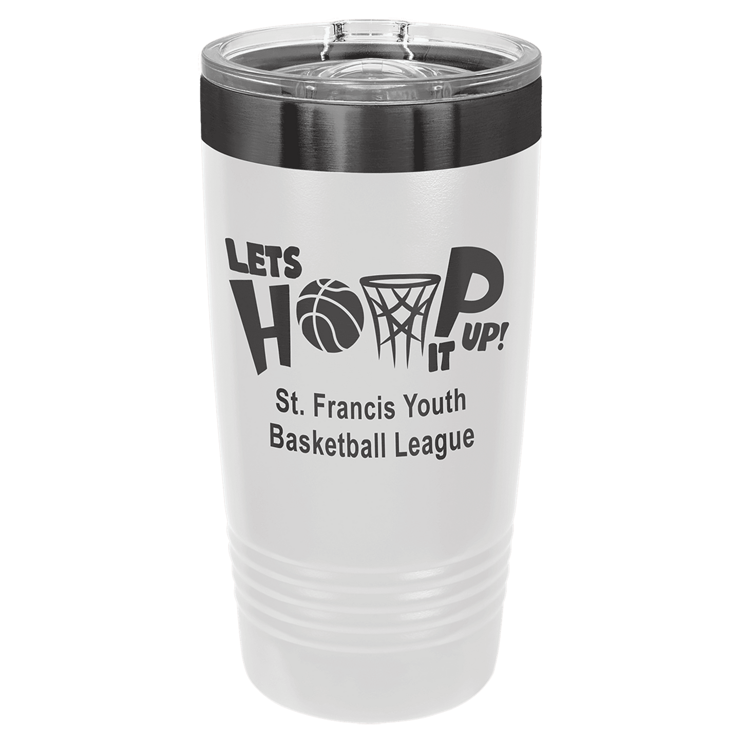 Polar Camel 20 oz. White/Ghost Black Ion-Plated Ringneck Tumbler with Slider Lid