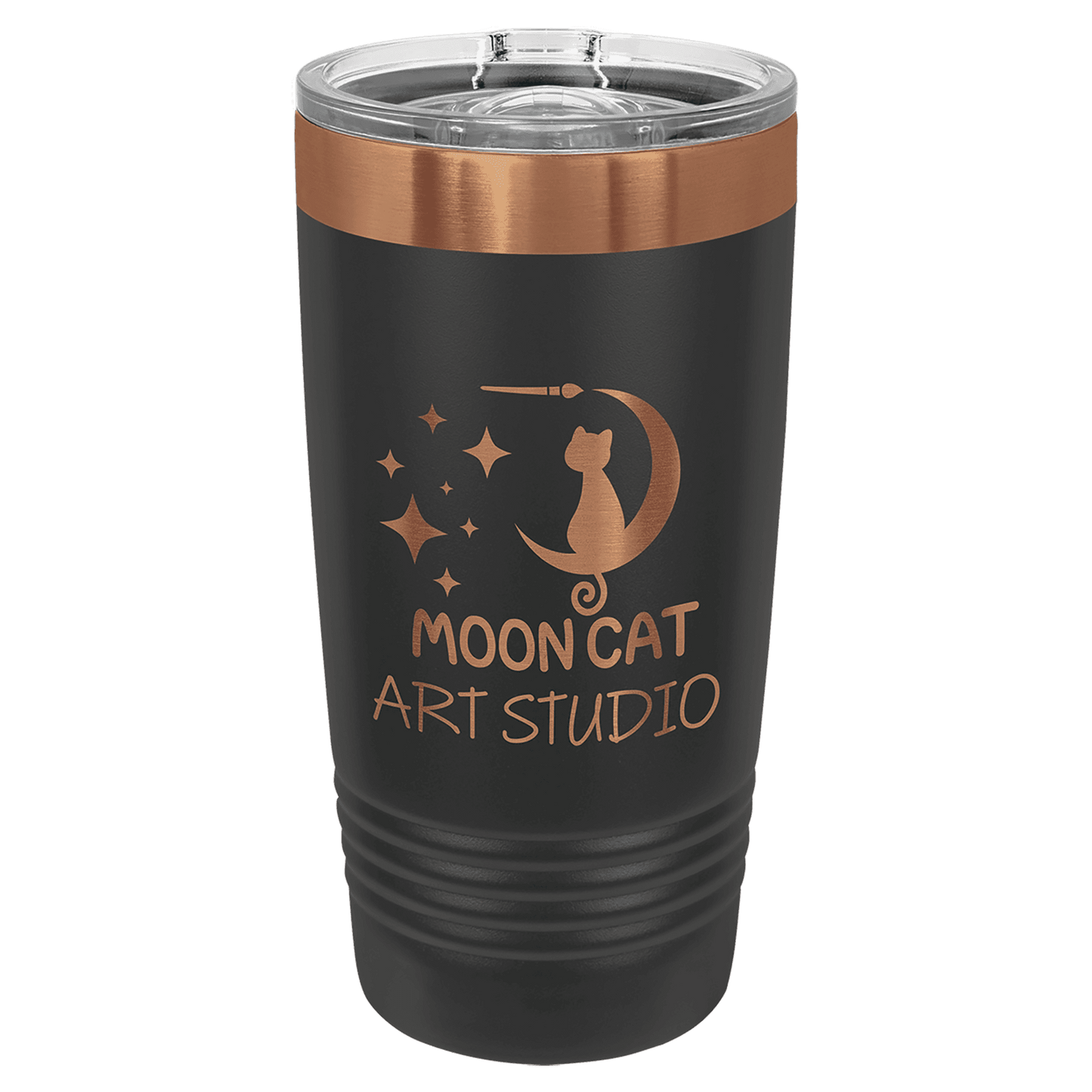 Polar Camel 20 oz. Black/Rose Gold Ion-Plated Ringneck Tumbler with Slider Lid