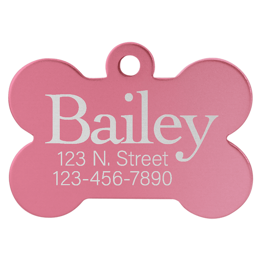 Anodized Aluminum Bone Pet Tag 1.25" x .75"
