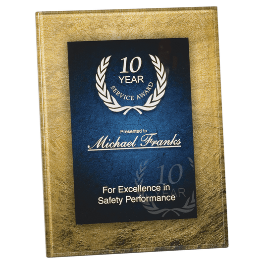 Gold/Blue Acrylic Art Plaque with Easel/Hanger