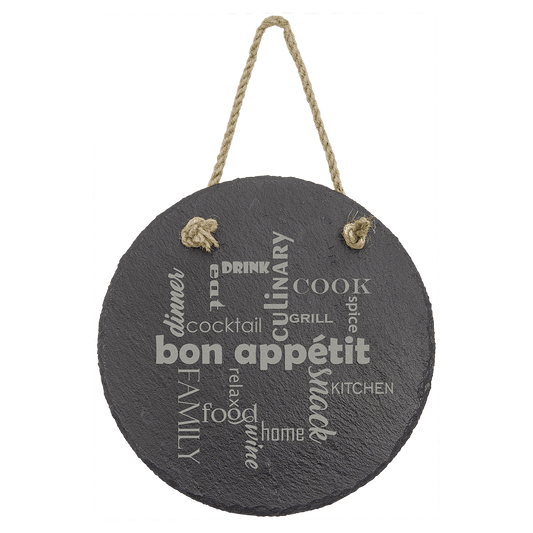Round Slate Plaque with Hanger String