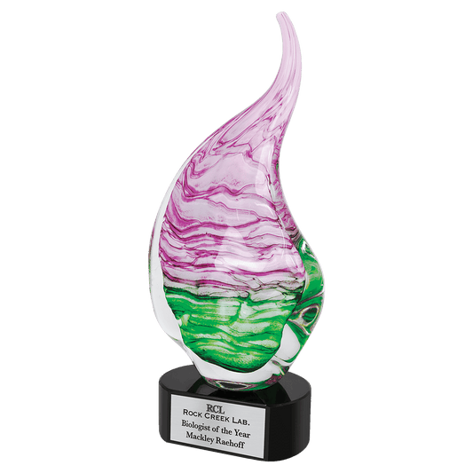 15.5" Pink/Green Art Glass