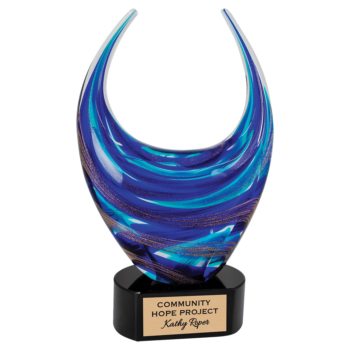12" Blue/Gold Dual Rising Art Glass