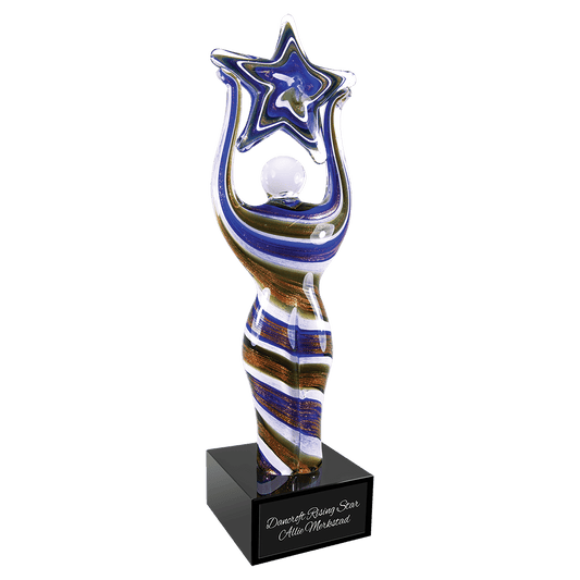 12" Glass Figure with Star Art Glass on Black Base