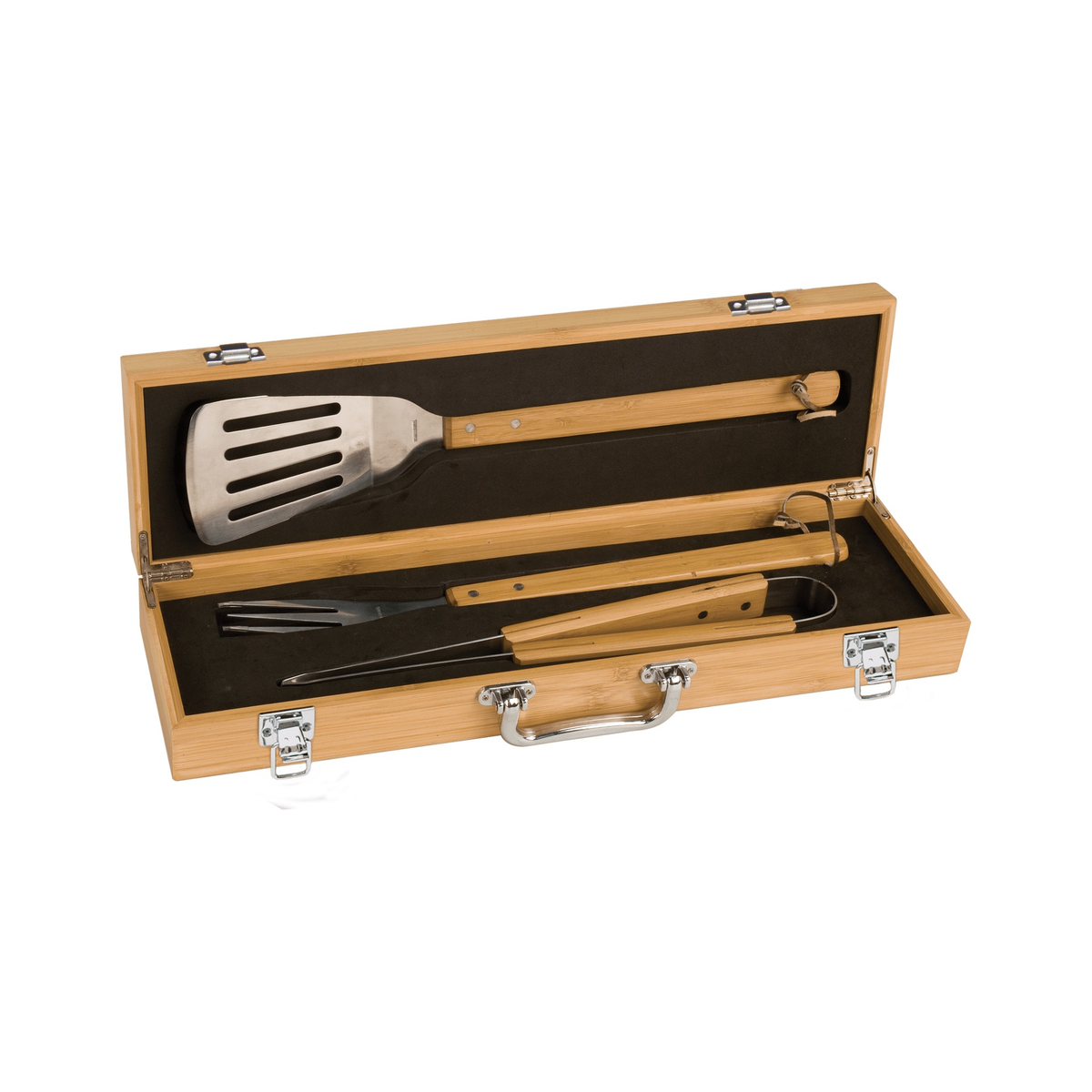3-Piece Bamboo BBQ Set in Bamboo Case