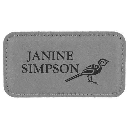 Gray Leatherette Badge with Magnet