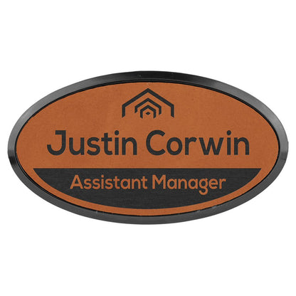 3" x 1.5" Leatherette Oval Badge & Frame