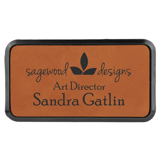 Rawhide Leatherette Round Corner Badge & Frame