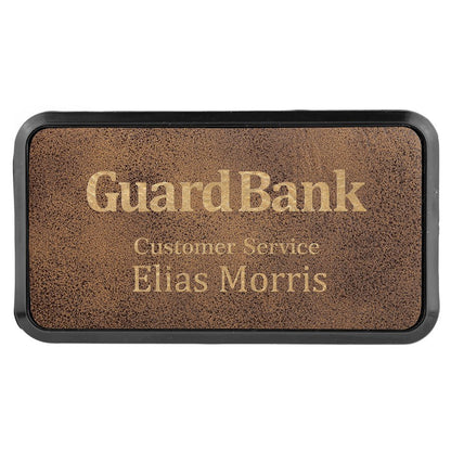 Rustic/Gold Leatherette Round Corner Badge & Frame