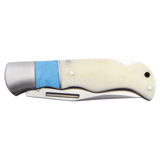 Bison River 3.5" Blue/Bone Folding Knife