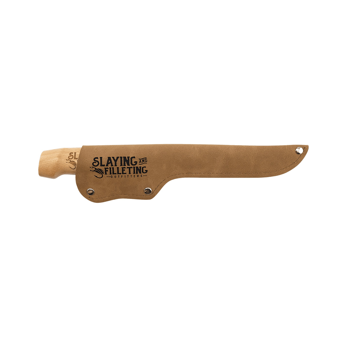 Bison River Fillet Knife with Wood Handle and Leatherette Sheath, 7" Blade