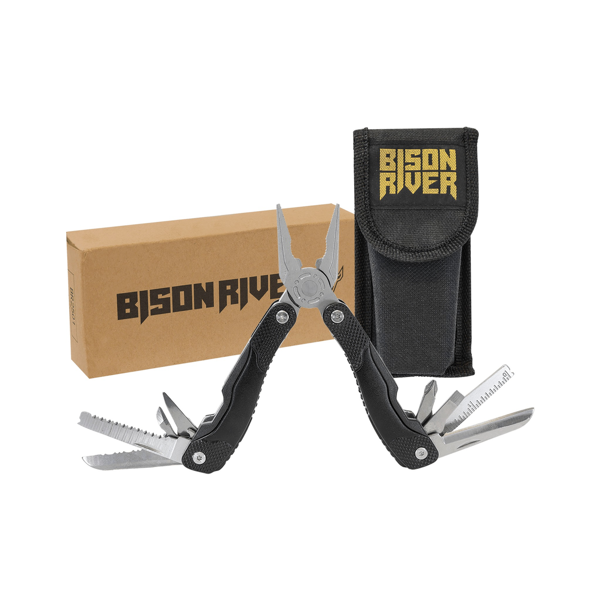 Bison River 4" Black 13 Function Multi Tool with Nylon Sheath
