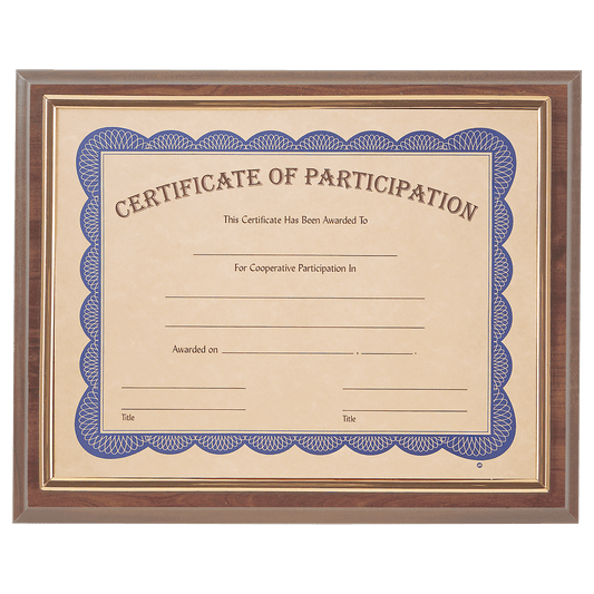 High Gloss Finish Slide-In Plaque with 8.5" x 11" Frame