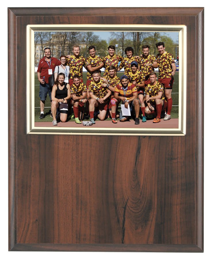 Cherry Finish Slide-In Plaque with Inset Gold Bevel Frame
