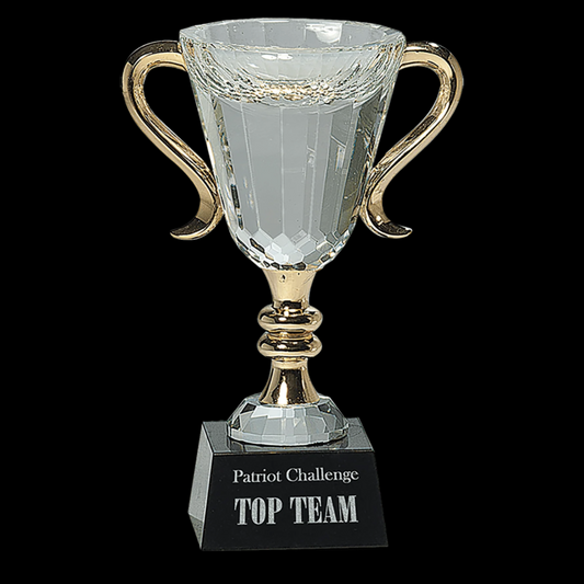 Crystal Cup with Gold Handles and Stem