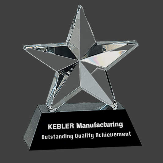 Crystal 3D Star On Black Base 6"