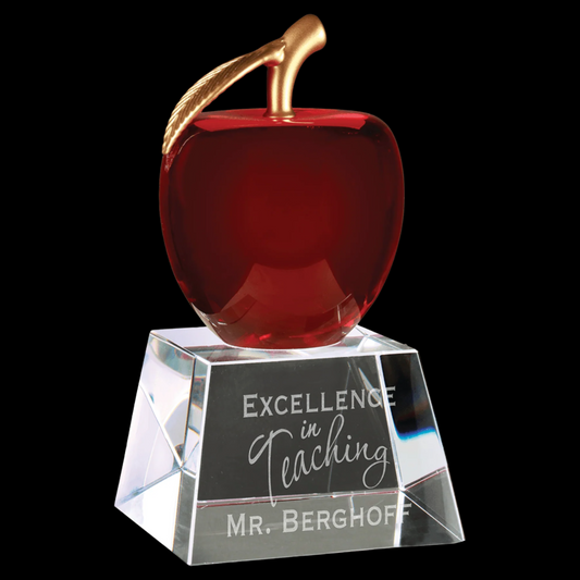 Red Crystal Apple with Clear Base 6"