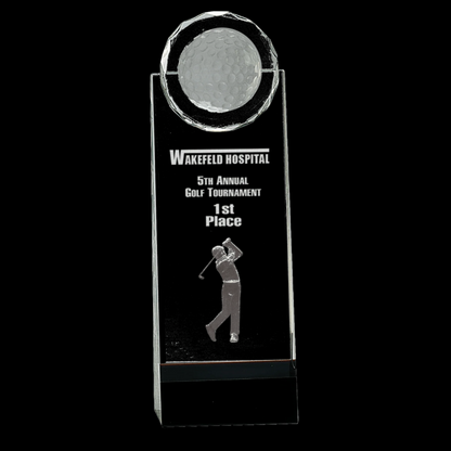 Clear/Black Crystal Standup with 3D Golfer