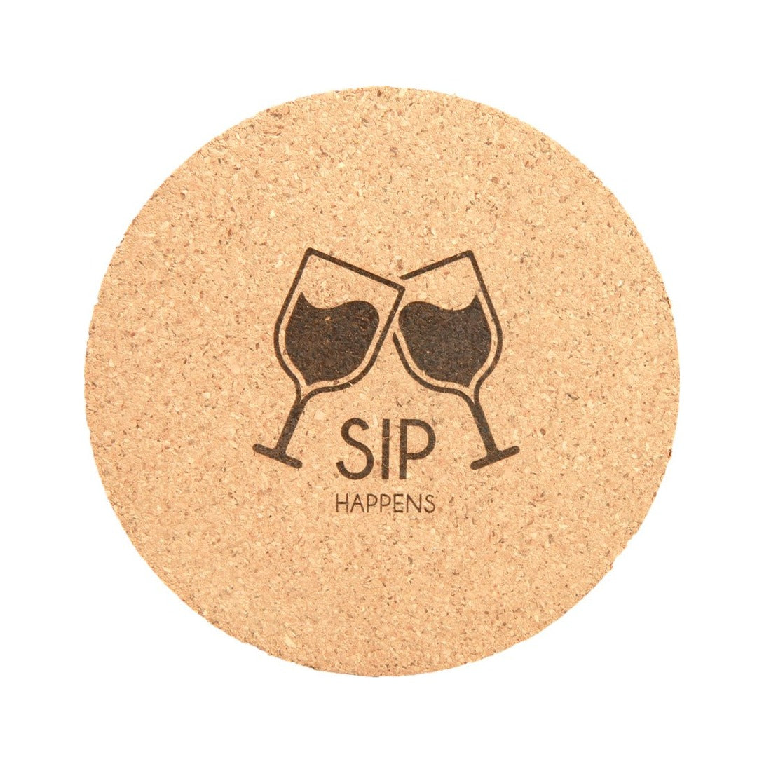 Solid Cork Round Coaster 4", Single