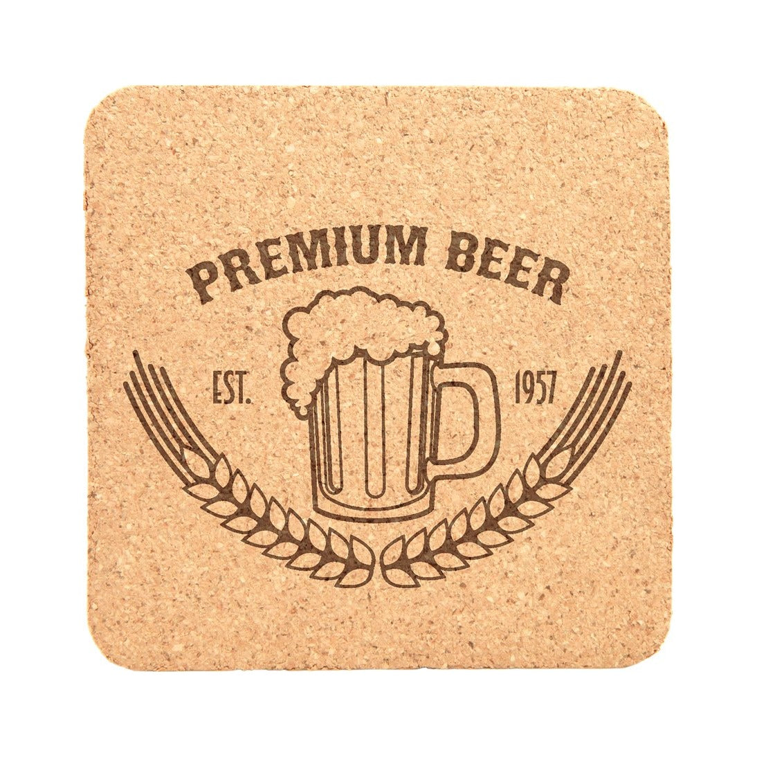 Solid Cork Square Coaster 4", Single