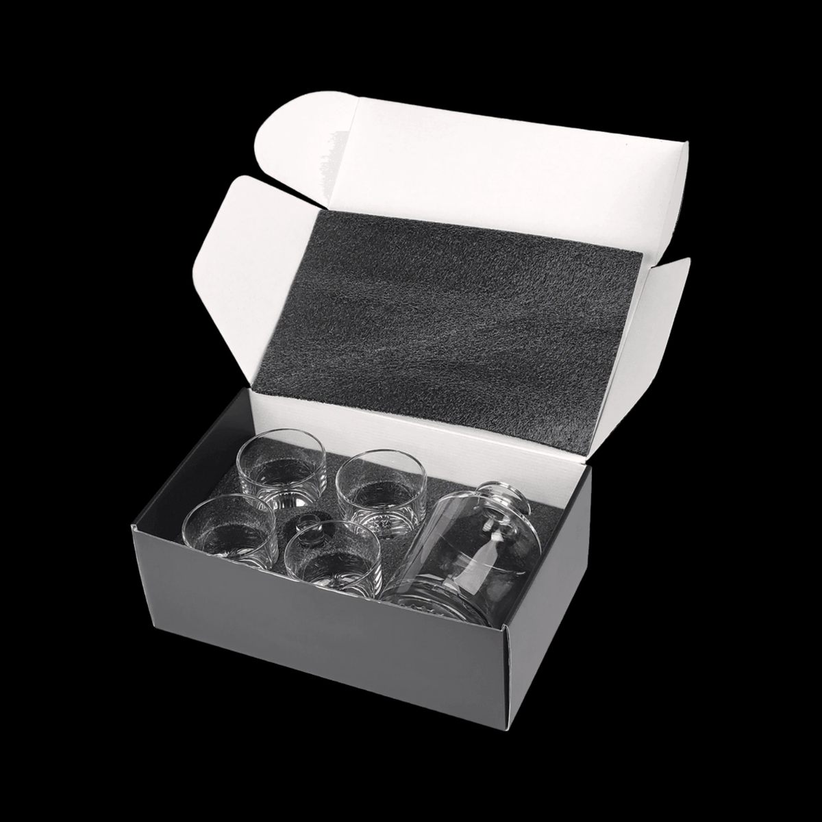 850mL Round Glass Decanter Set with Four 9 oz Glasses in Gift Box