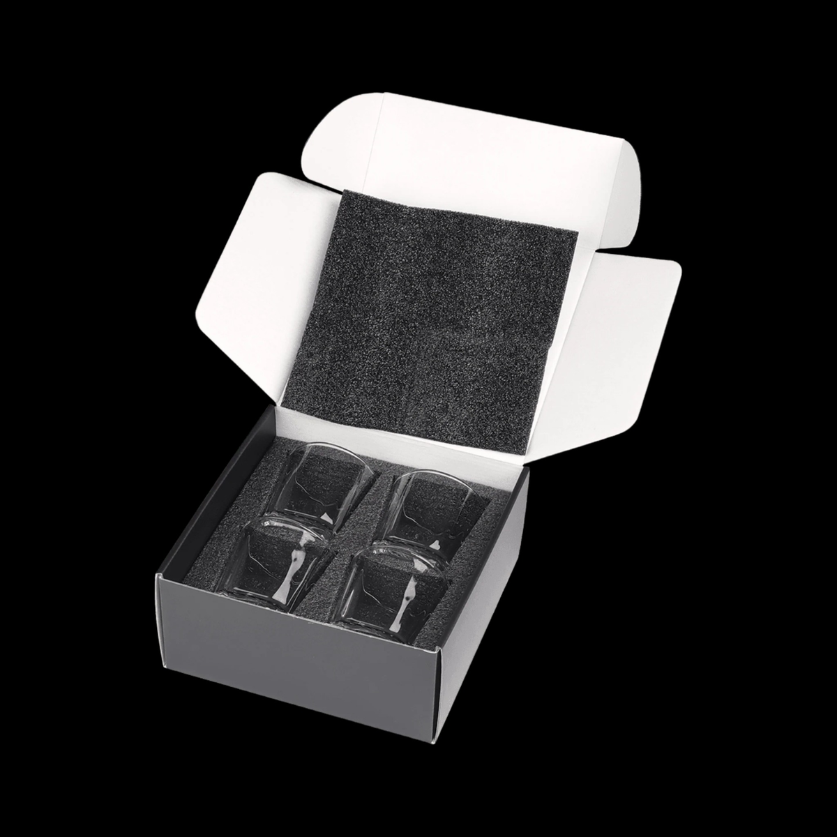 11 oz Square Rocks Glasses Set of 4 with Gift Box