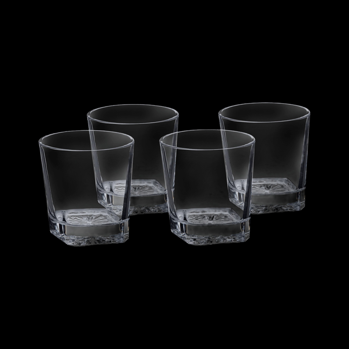 11 oz Square Rocks Glasses Set of 4 with Gift Box