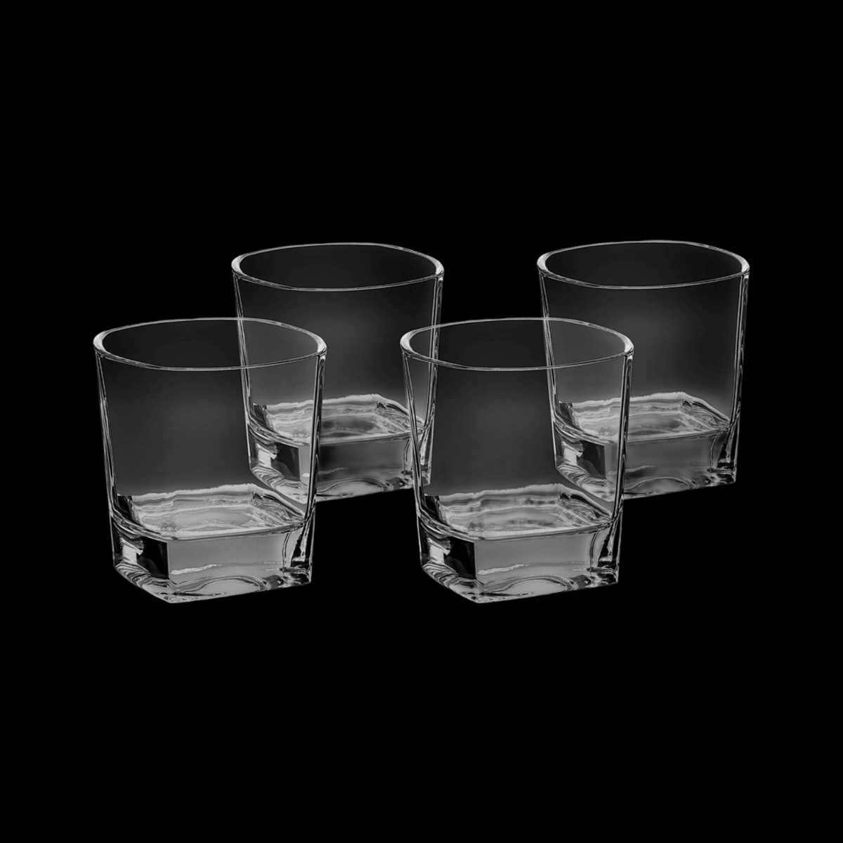 8 oz Rectangle Rocks Glasses Set of 4 with Gift Box