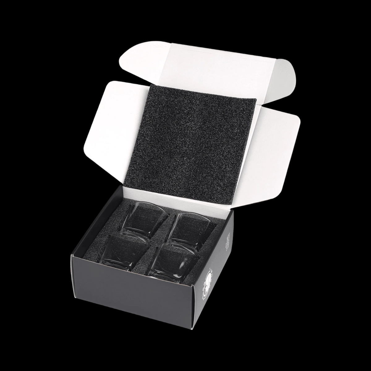 8 oz Rectangle Rocks Glasses Set of 4 with Gift Box