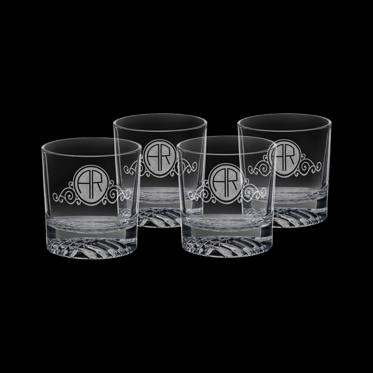 9 oz Round Rocks Glass Set of 4 with Box