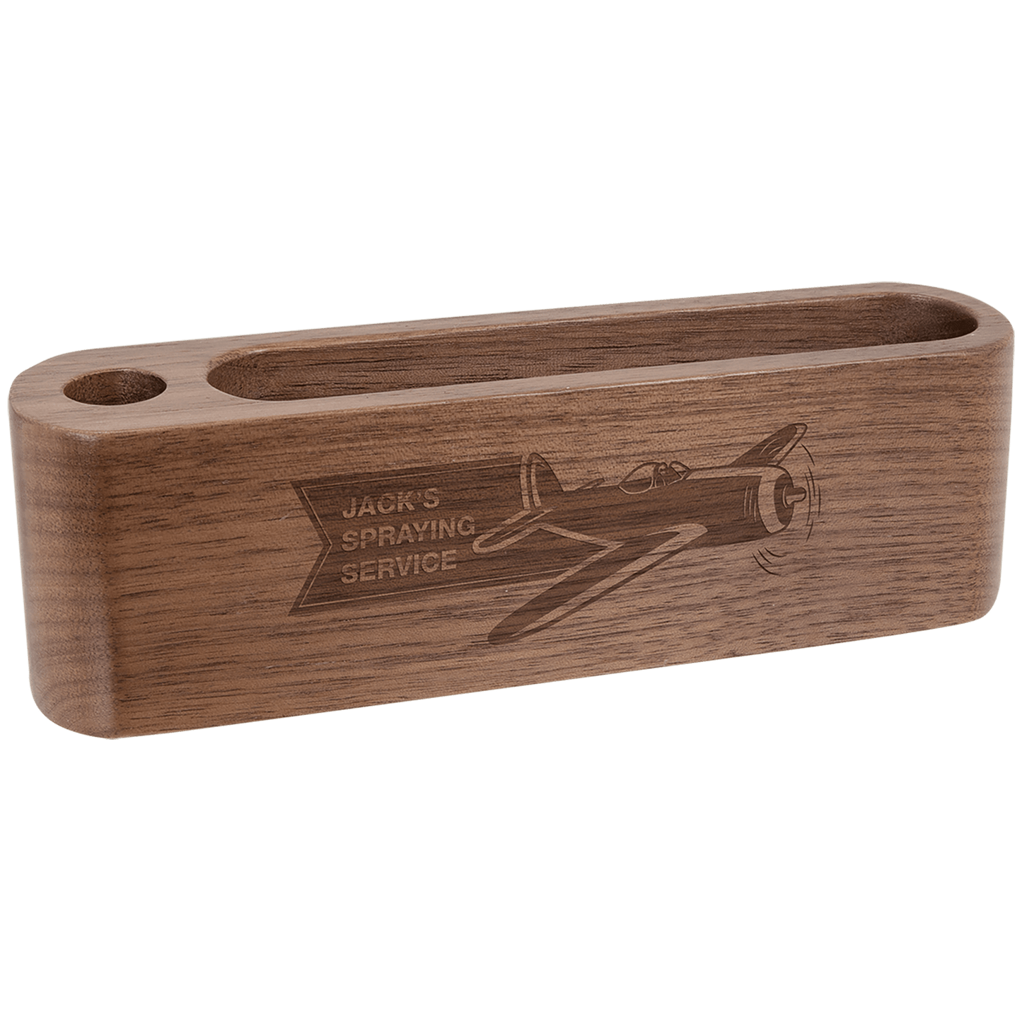 5.25" Walnut Business Card and Pen Holder
