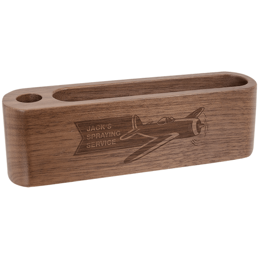 5.25" Walnut Business Card and Pen Holder