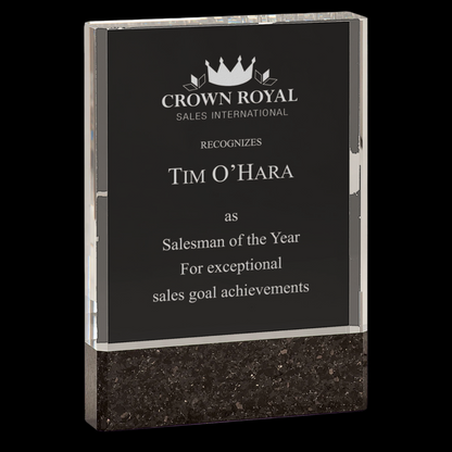 Clear Fusion Crystal Award with Genuine Black Marble