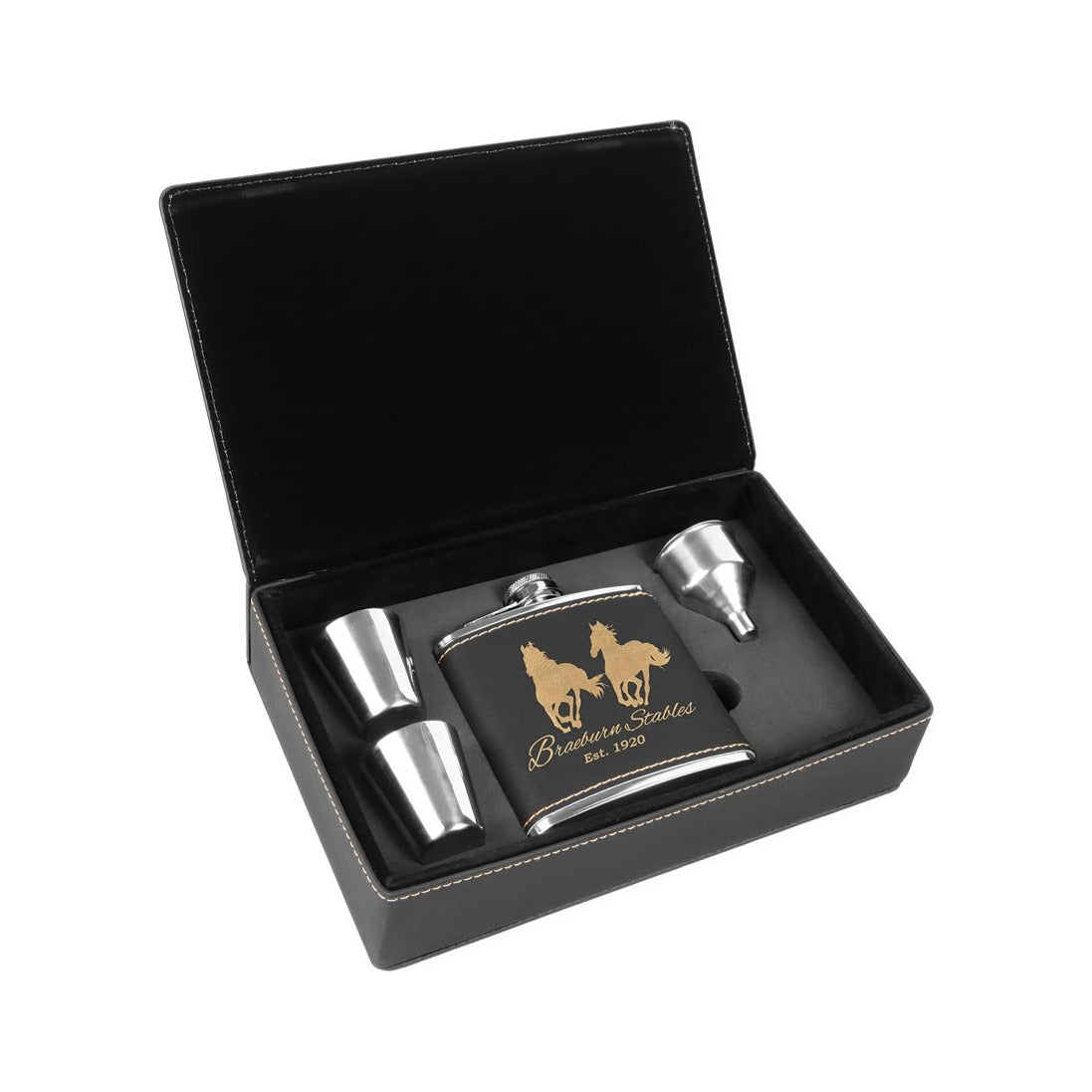 6 oz Leatherette Flask Gift Set