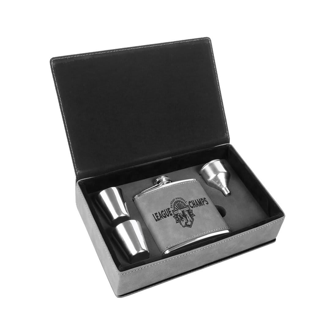 6 oz Leatherette Flask Gift Set