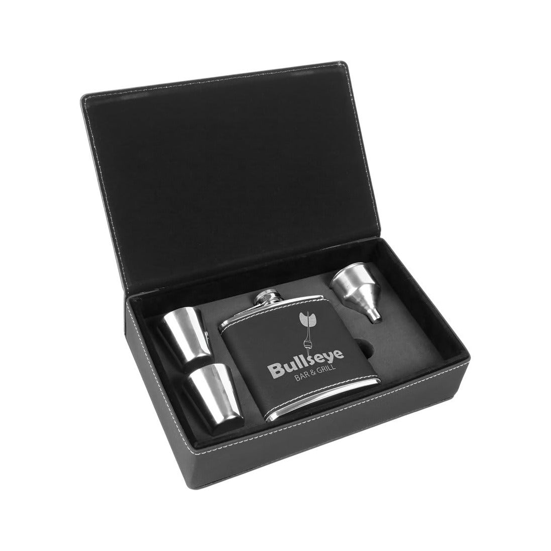 6 oz Leatherette Flask Gift Set